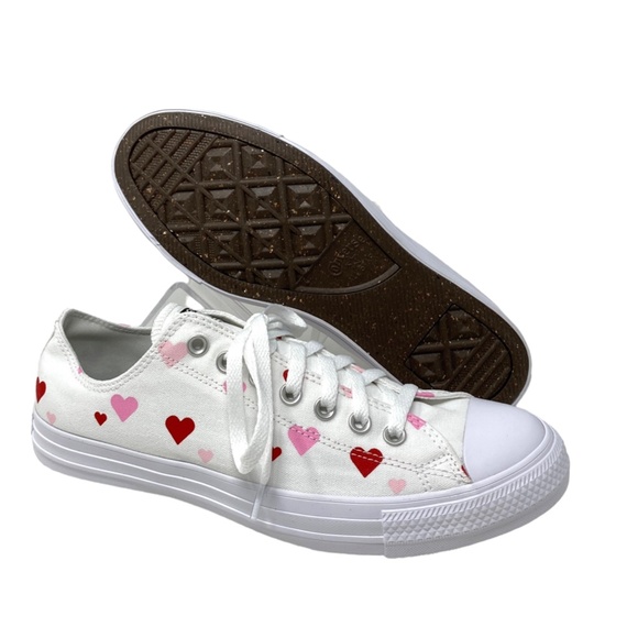 Converse Ctas Low Top Shoe Heart White Canvas Skate Men Size Custom 168958C-WWWH - Picture 7 of 9